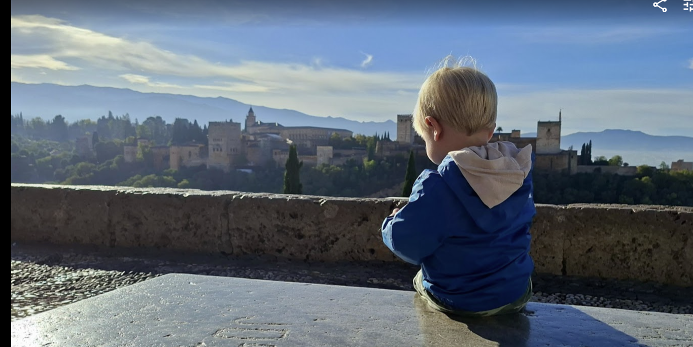 My son taking in the Alhambra